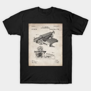 Typewriter Patent - Editor Writer Home Office Decor Art - Antique T-Shirt